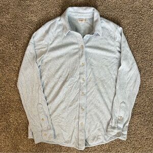Faherty Stretch Knit Button Down Long Sleeve Shirt Heather Blue Men’s Small